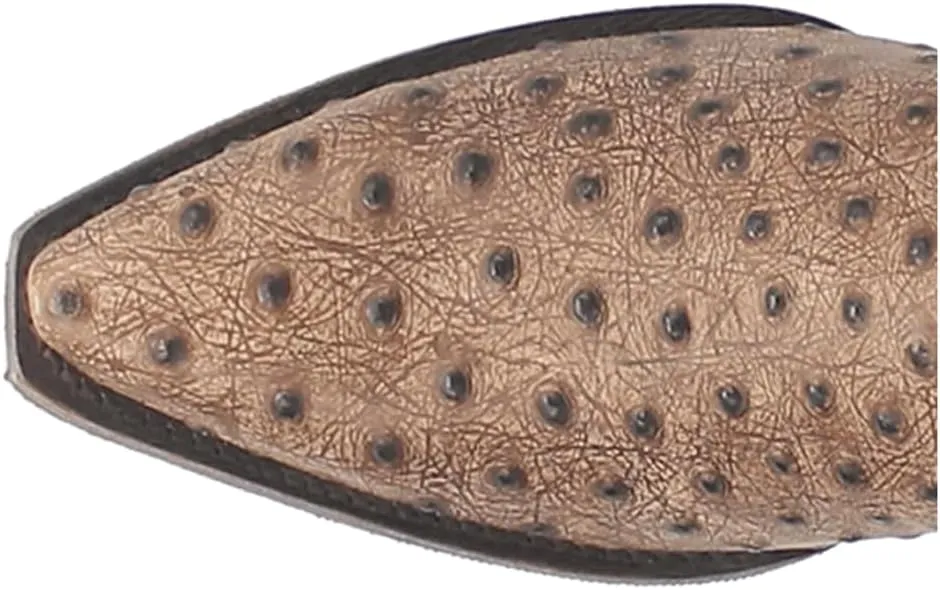 Dingo Mens Outlaw Embroidered Ostrich Print Snip Toe Casual Boots Mid Calf - Brown