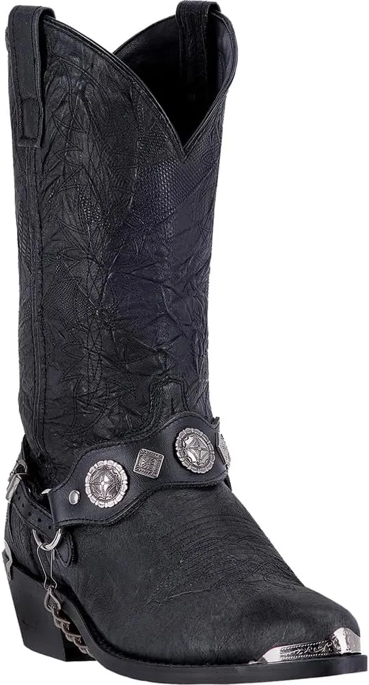 Dingo Mens Suiter Embroidered Round Toe Pull On Casual Boots Mid Calf - Black
