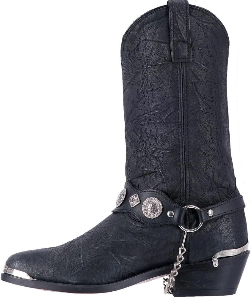 Dingo Mens Suiter Embroidered Round Toe Pull On Casual Boots Mid Calf - Black