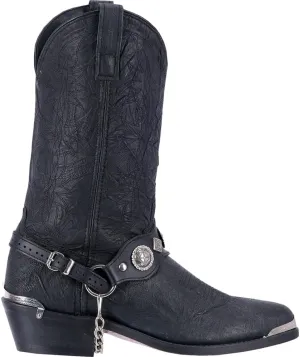 Dingo Mens Suiter Embroidered Round Toe Pull On Casual Boots Mid Calf - Black