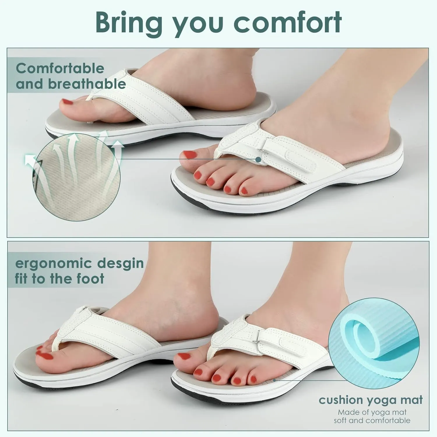 DOGDAN Women's Flip Flops Thong Cushion Sandals Toepost Slippers