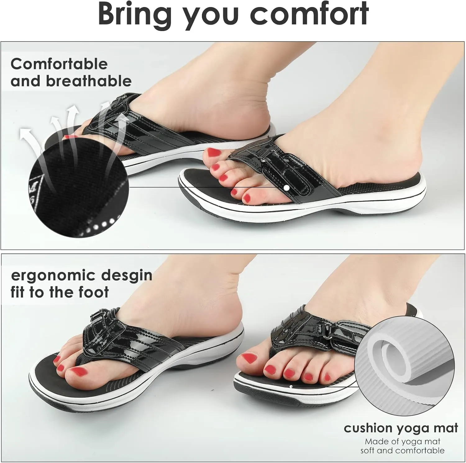 DOGDAN Women's Flip Flops Thong Cushion Sandals Toepost Slippers
