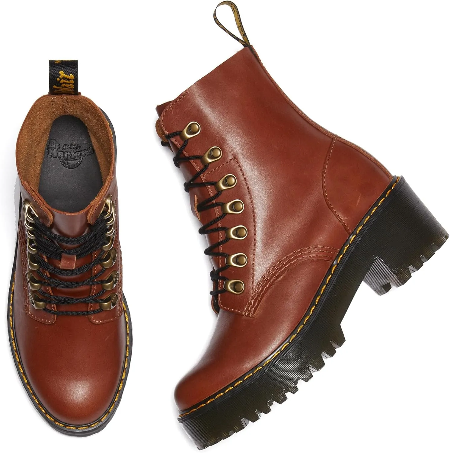 Dr. Martens Women's Leona Leather Heeled Boot Fashion
