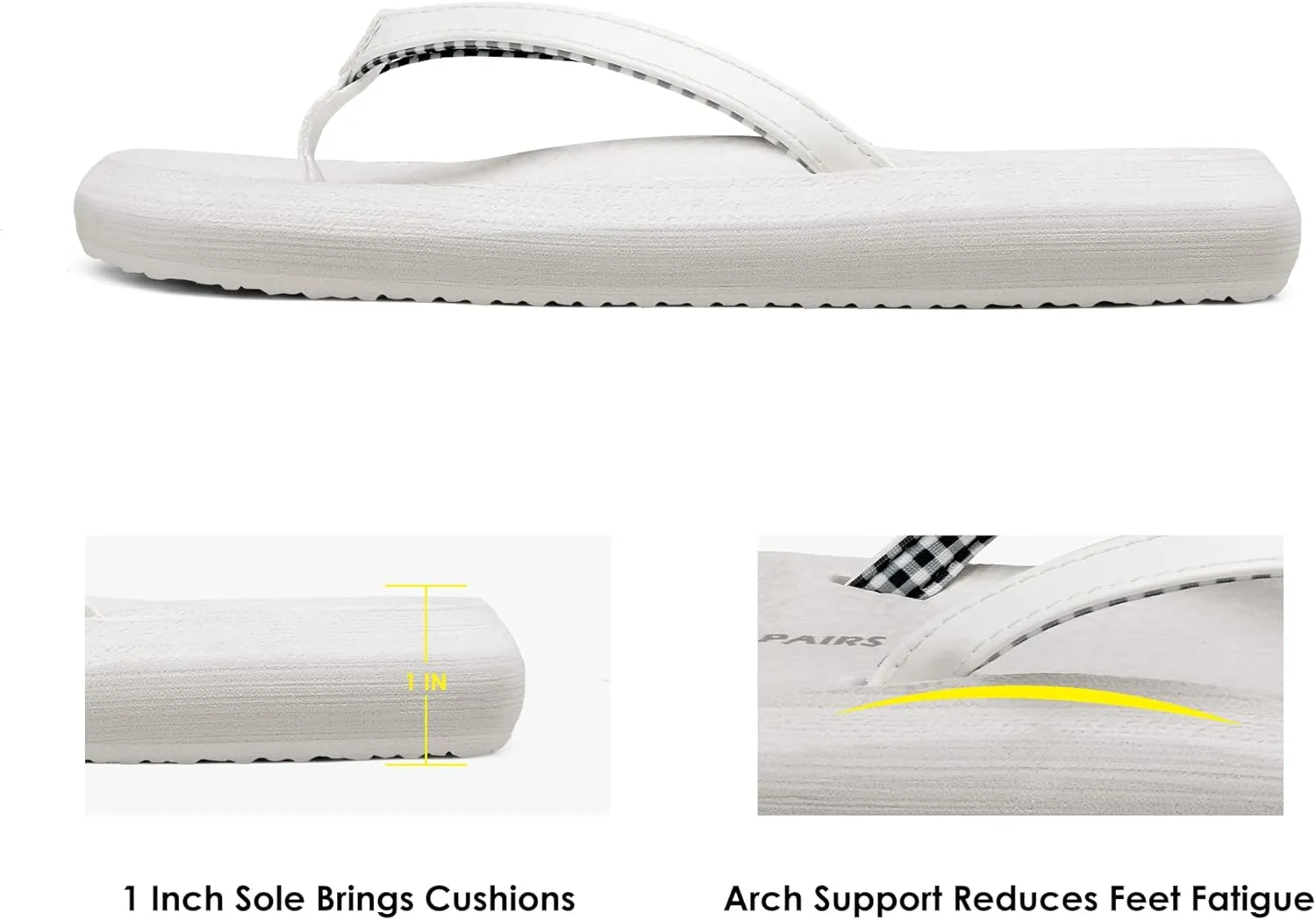 DREAM PAIRS Women's Arch Support Flip Flops Comfortable Soft Cushion Summer Beach Thong Sandals