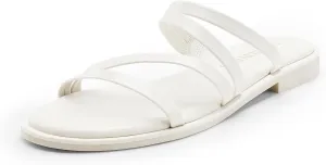 DREAM PAIRS Women's Clear Studded Rhinestone Slide Sandals Slip on Open Toe Cute Flat Sandals for Summer