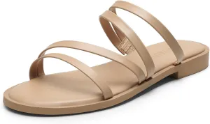 DREAM PAIRS Women's Clear Studded Rhinestone Slide Sandals Slip on Open Toe Cute Flat Sandals for Summer