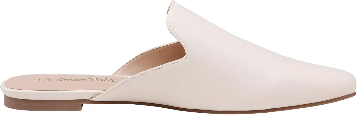 DREAM PAIRS Women's Flat Mules Pointed Toe Backless Loafer Shoes