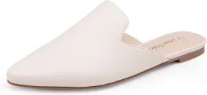 DREAM PAIRS Women's Flat Mules Pointed Toe Backless Loafer Shoes