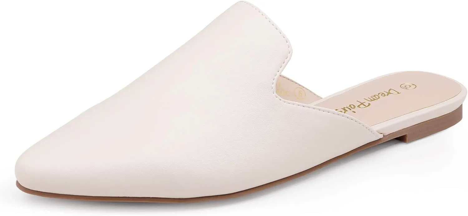 DREAM PAIRS Women's Flat Mules Pointed Toe Backless Loafer Shoes