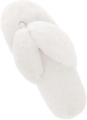 DREAM PAIRS Women's Fluffy Cloud Slippers - Open Toe Flip Flop Slip On Indoor Bedroom House Shoes Wedding Bride Slippers