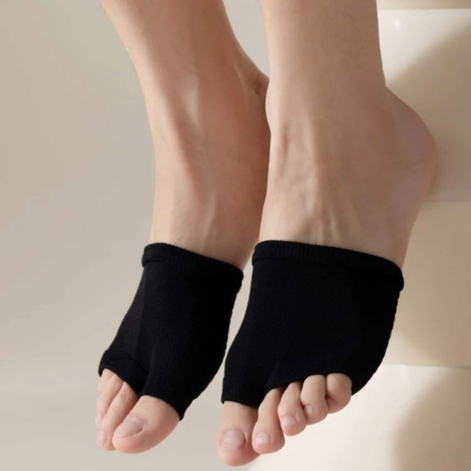 DUNKOING Women Open Toe Half Socks Cotton Peep Toe Mule Sandal Sock for Clogs Flip Flop Slide Slipper Liner Sock 5-9
