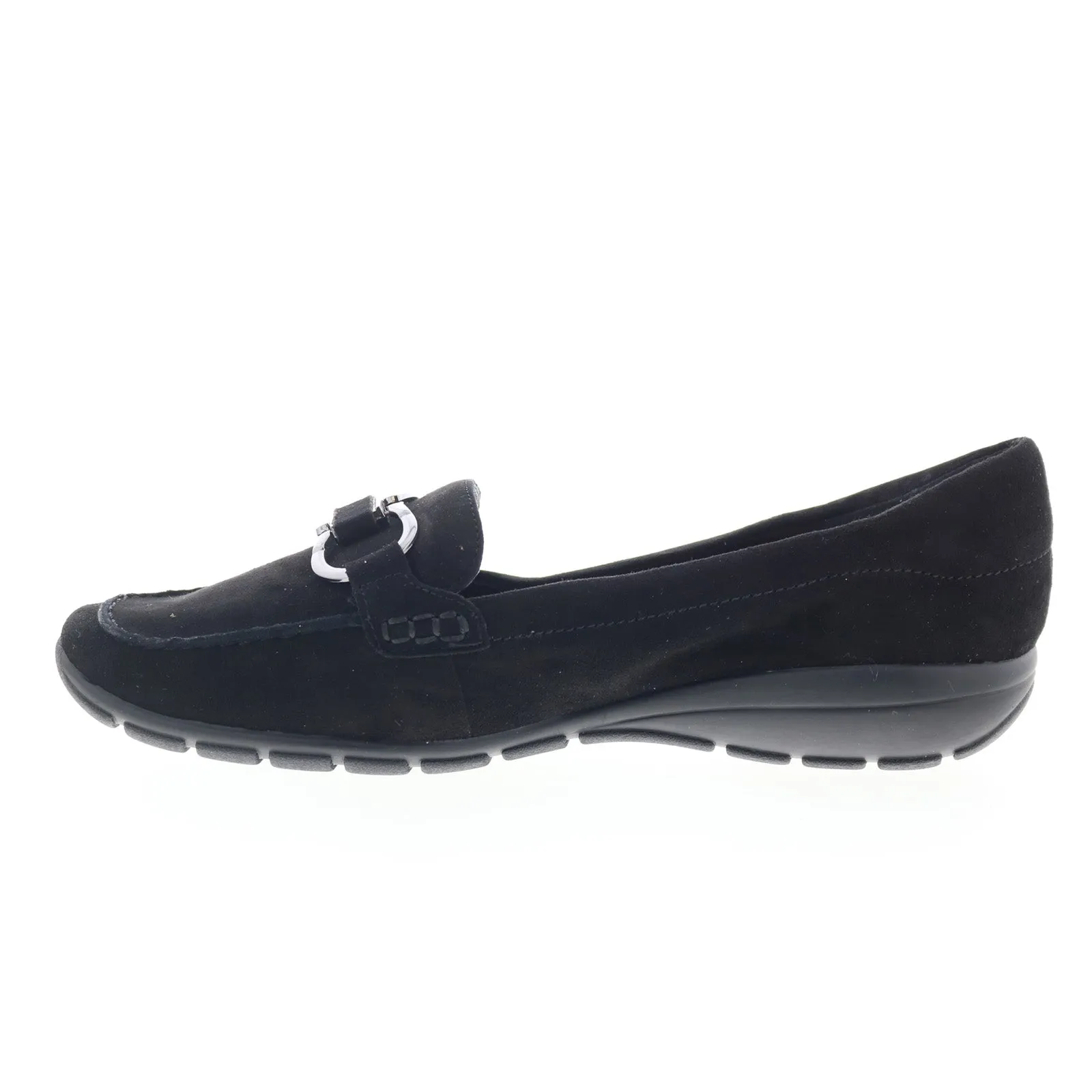 Easy Spirit Avienta SEAVIENTA Womens Black Narrow Suede Loafer Flats Shoes