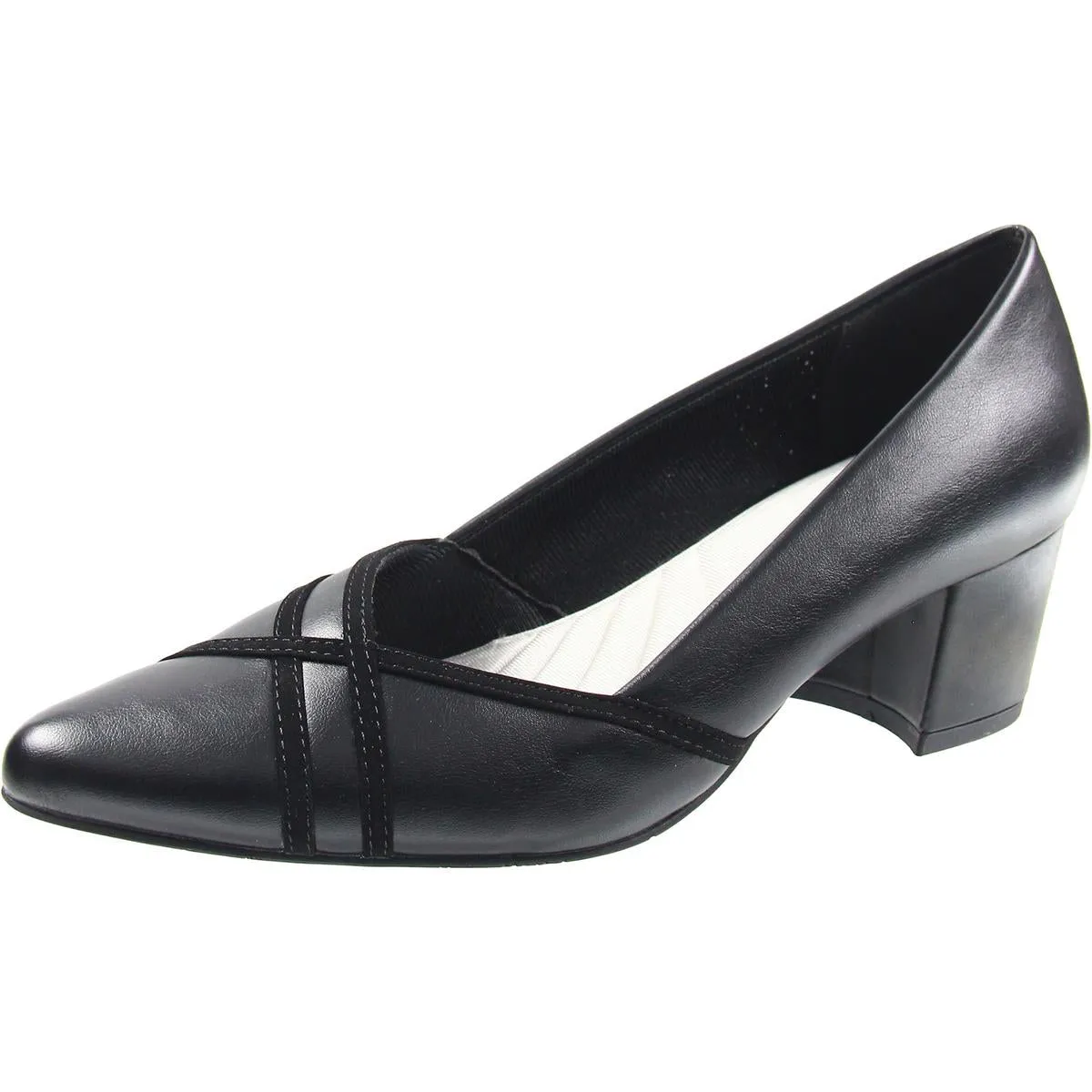 Easy Street Womens Lotus Solid Leather Loafer Heels