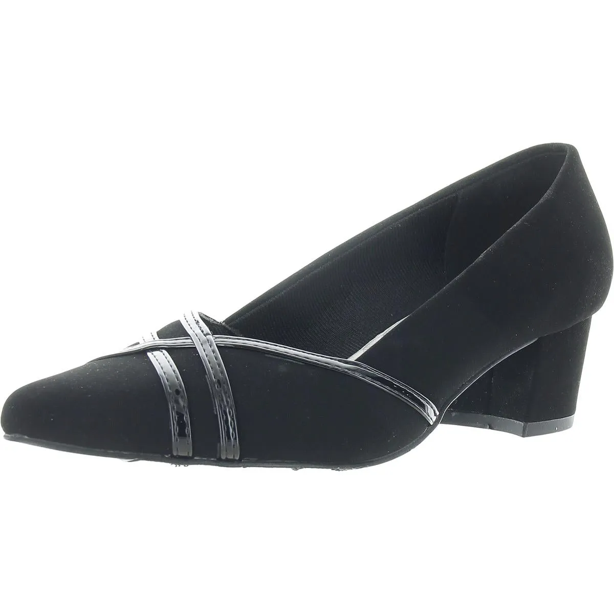 Easy Street Womens Lotus Solid Leather Loafer Heels