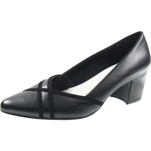 Easy Street Womens Lotus Solid Leather Loafer Heels