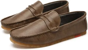 Easy to put and remove Driving Moccasins Smoking Loafer for Men Penny Loafer Vegan Leather Stitching Details Round Toe Rubber Sole Anti-Slip Flat Heel Lightweight Outdoor for all occasions ( Color : B