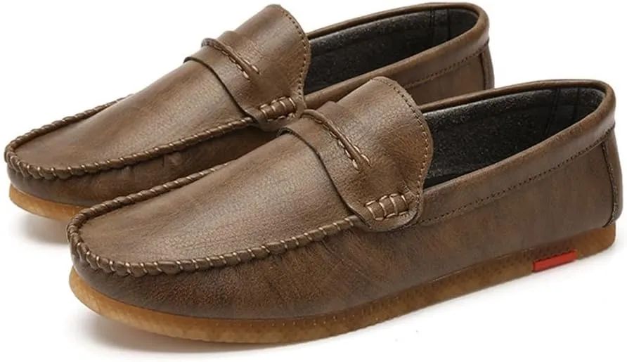 Easy to put and remove Driving Moccasins Smoking Loafer for Men Penny Loafer Vegan Leather Stitching Details Round Toe Rubber Sole Anti-Slip Flat Heel Lightweight Outdoor for all occasions ( Color : B