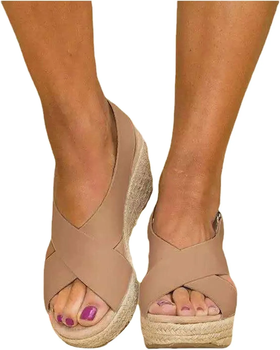 Eduavar Womens Sandals Dressy, Sandals for Women Dressy Wedge Platform Sandals Summer Buckle Ankle Strap Sandals