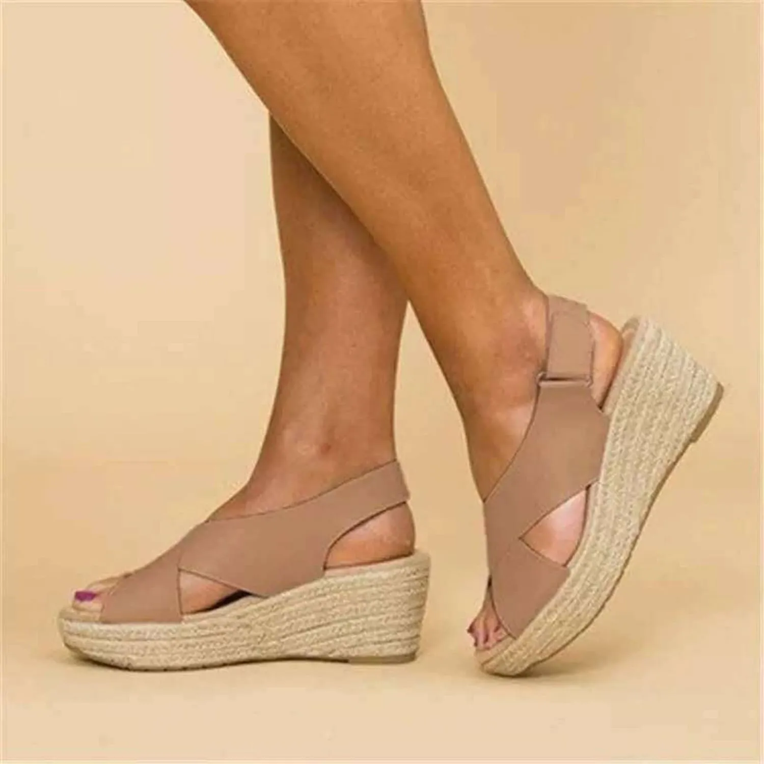 Eduavar Womens Sandals Dressy, Sandals for Women Dressy Wedge Platform Sandals Summer Buckle Ankle Strap Sandals