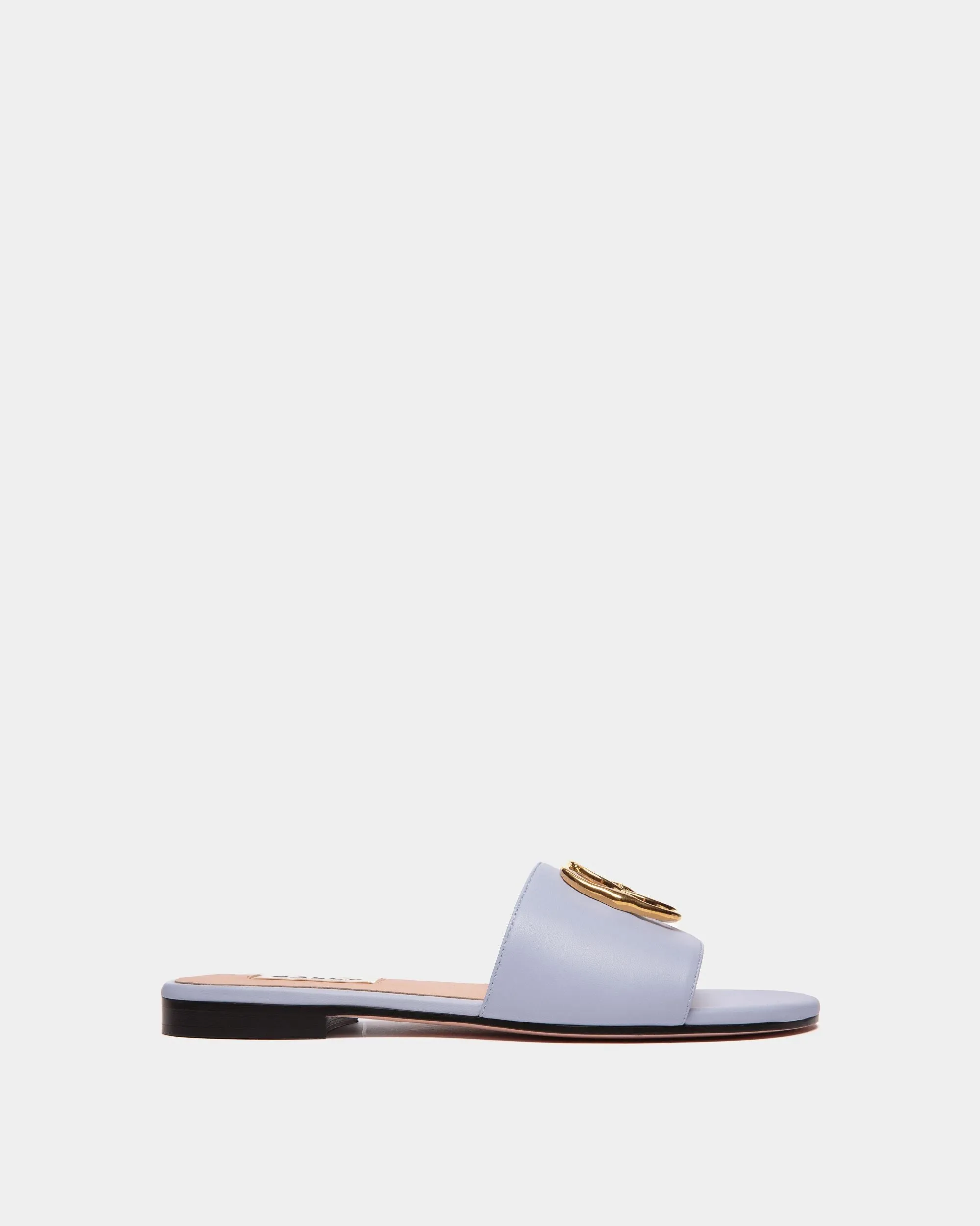 Emblem Flat Slide in Nappa Leather