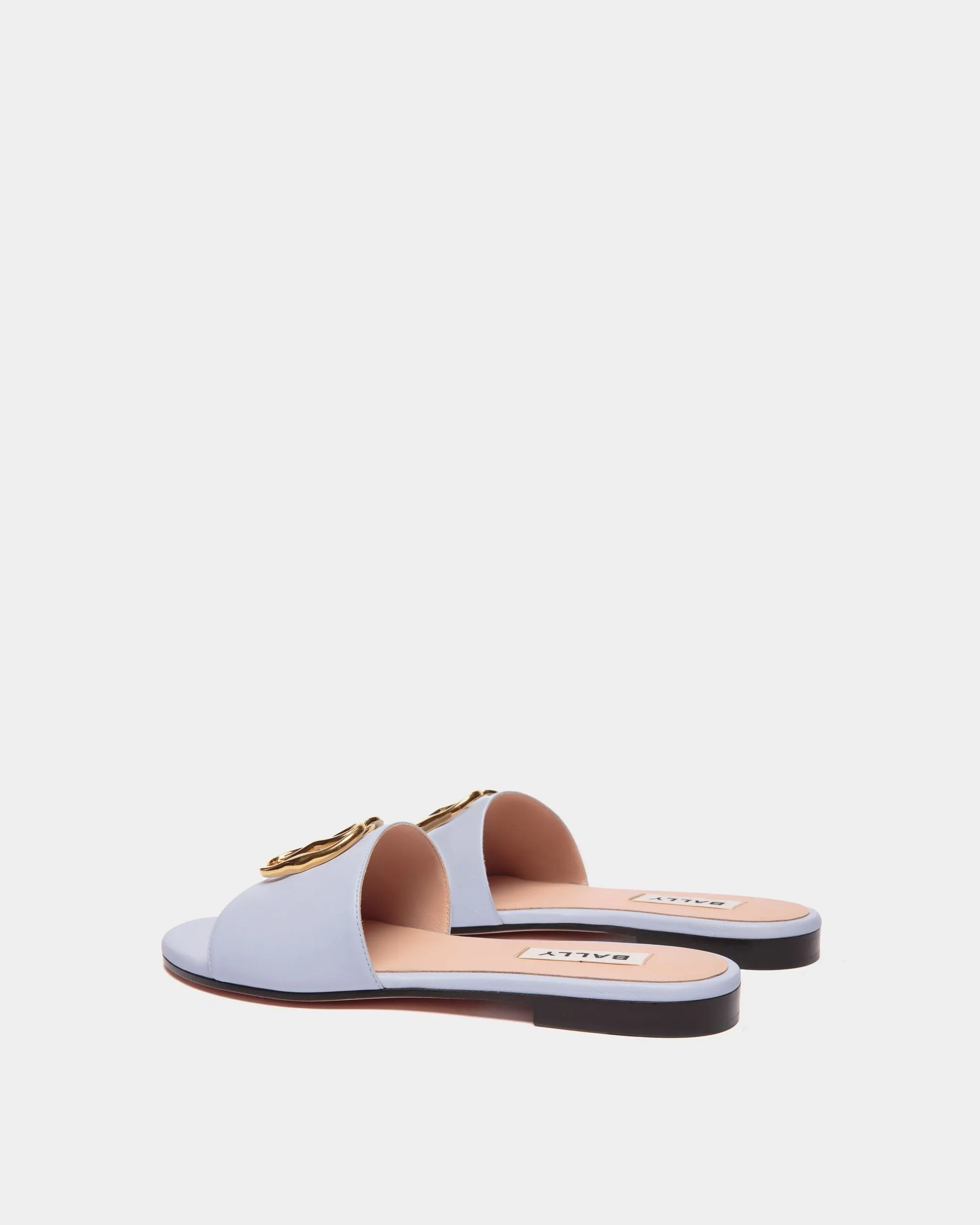 Emblem Flat Slide in Nappa Leather