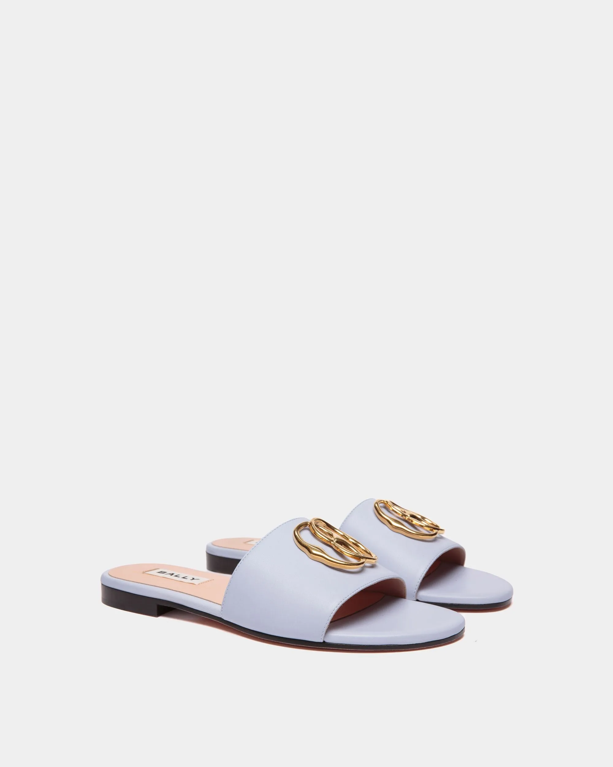 Emblem Flat Slide in Nappa Leather