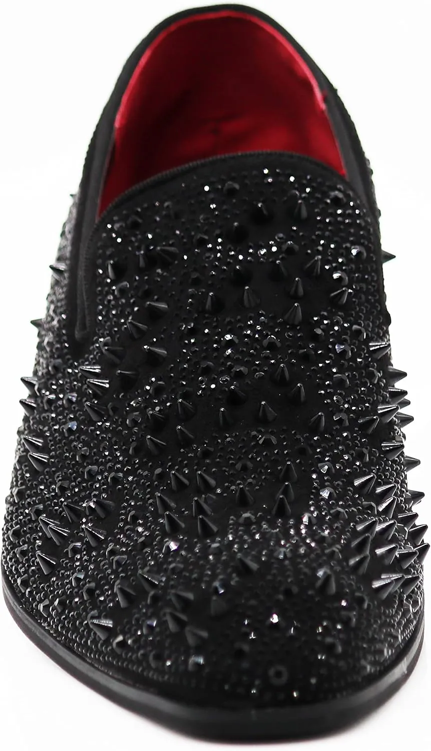 Enzo Romeo Men Fashion Rhinestones Studs Tuxedo Slip On Loafer Dress Shoes WBG