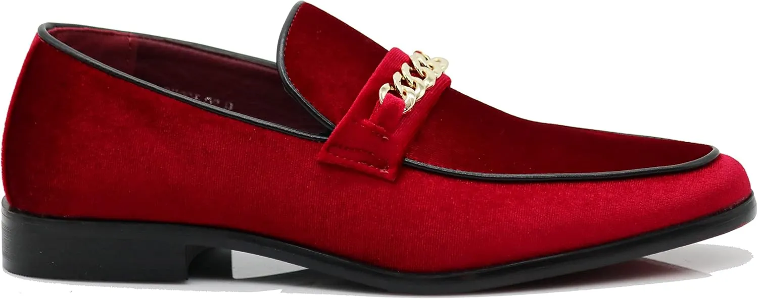 Enzo Romeo Plum05 Men's Dress Loafers Elastic Slip on with Buckle Fashion Shoes