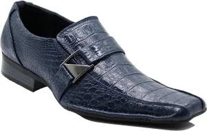 Enzo Romeo Santcro Men's Dress Crocodile Print Loafers Elastic Slip on with Buckle Fashion Shoes Runs Half Size Big