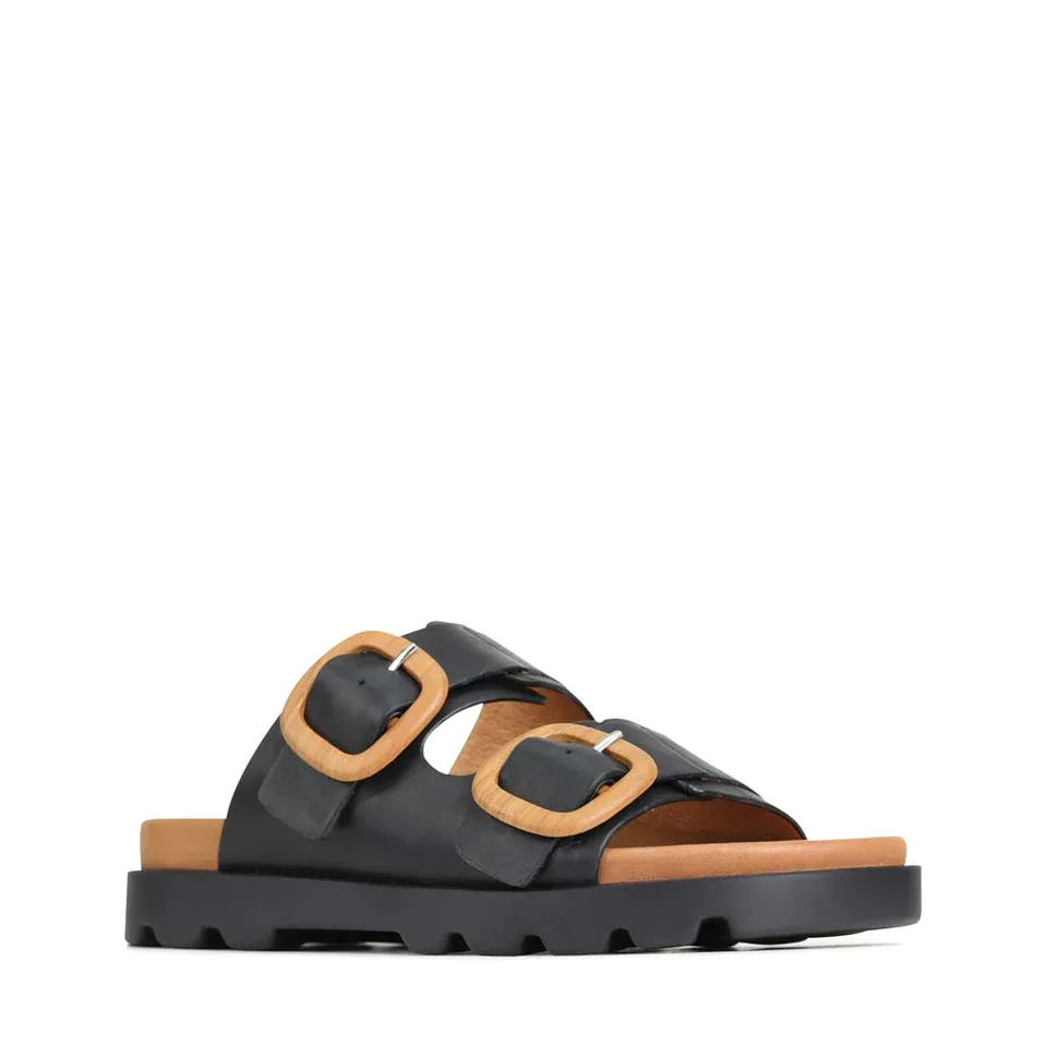 EOS Nili Black Leather Slide