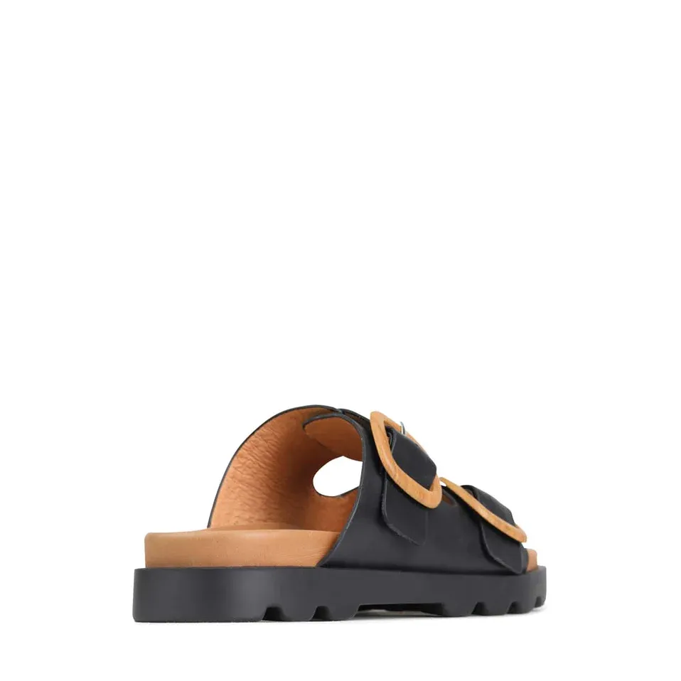 EOS Nili Black Leather Slide