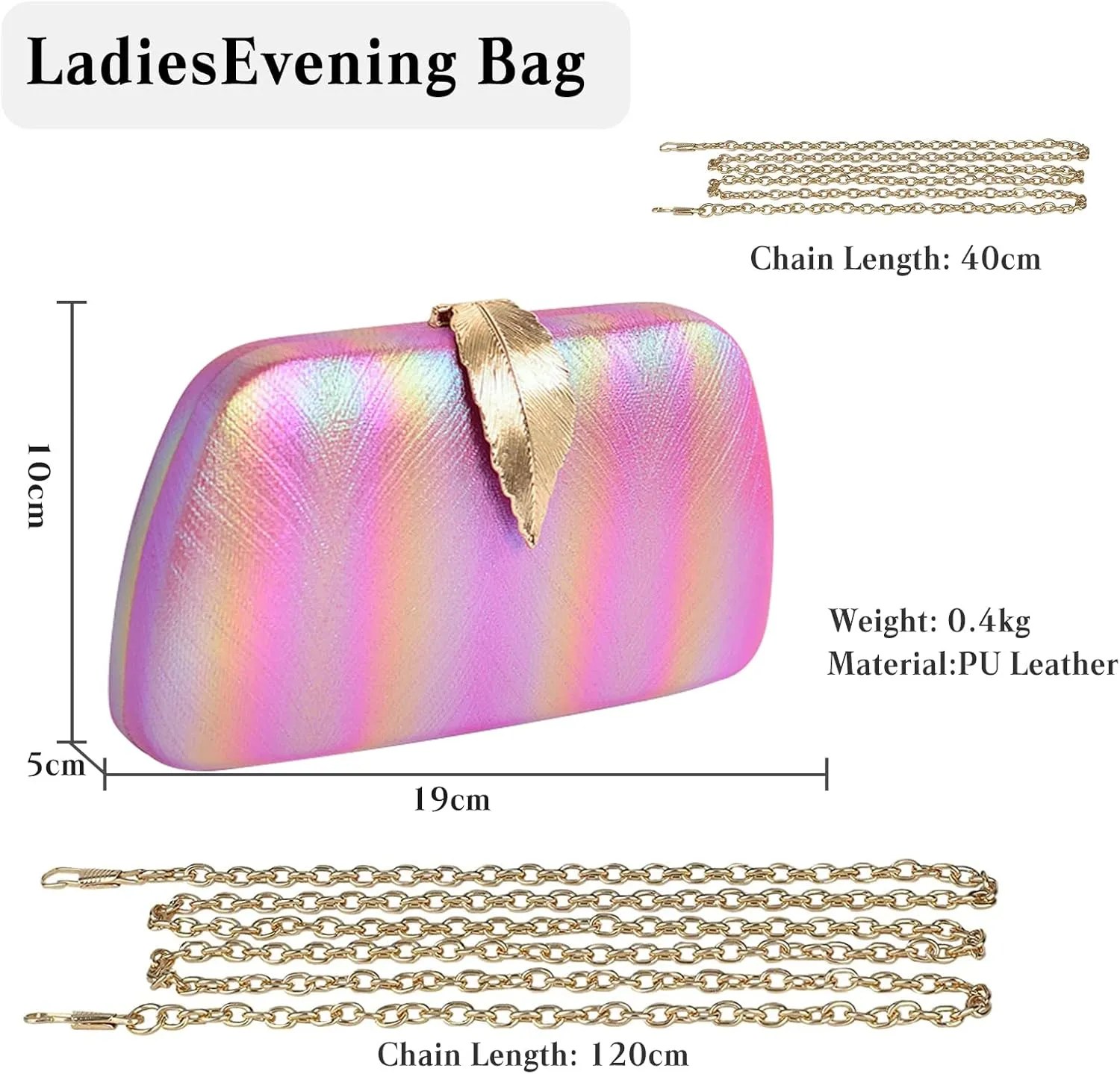 Evening Bag for Women Small Clutch Purses with Leaf-style Flip Lock Sparkly Glitter Handbag