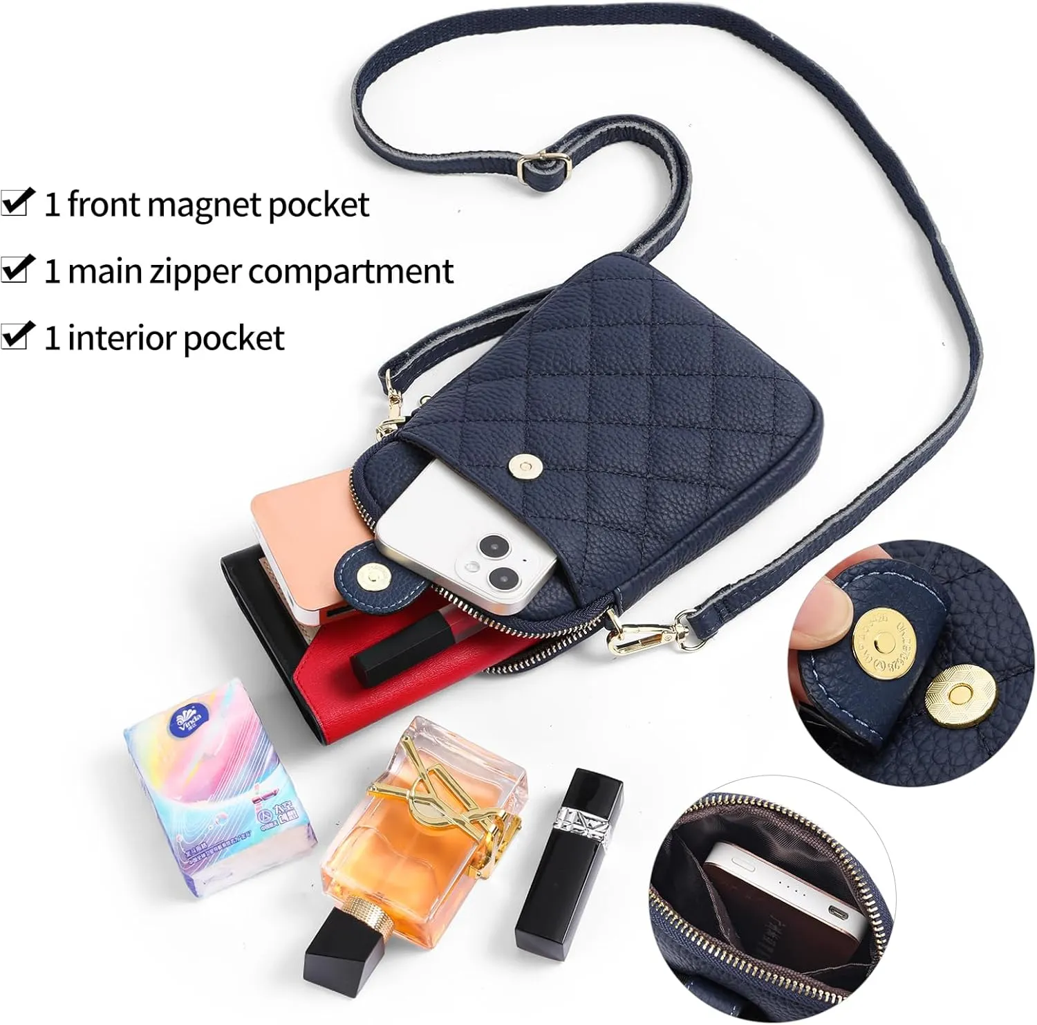 FALAN MULE Small Crossbody Bags for Women,Leather Trendy Cell Phone Bag Wallet Purses with Adjustable Strap