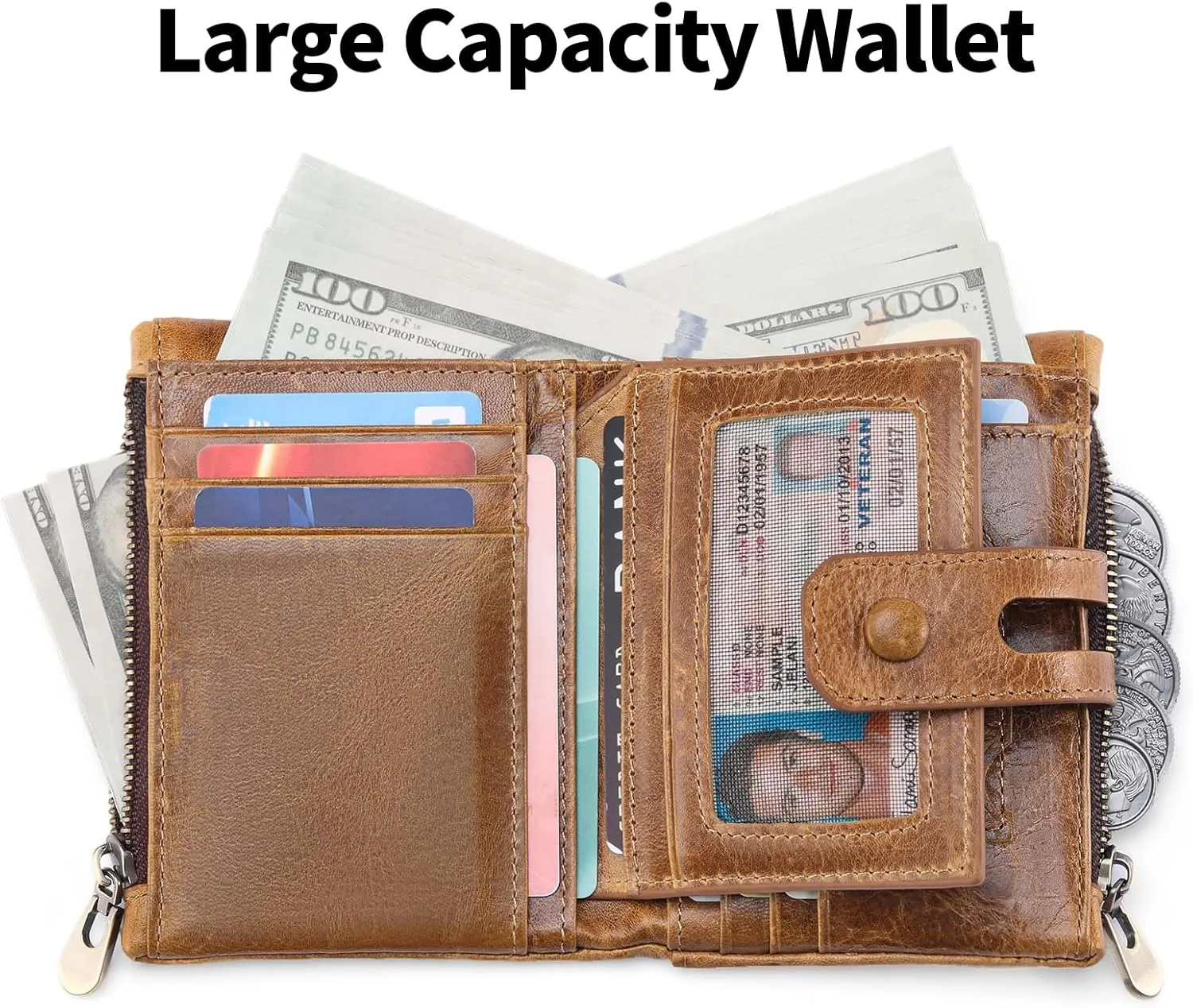FALAN MULE Wallet for Men Large Capacity Genuine Leather Men Wallets RFID Blocking