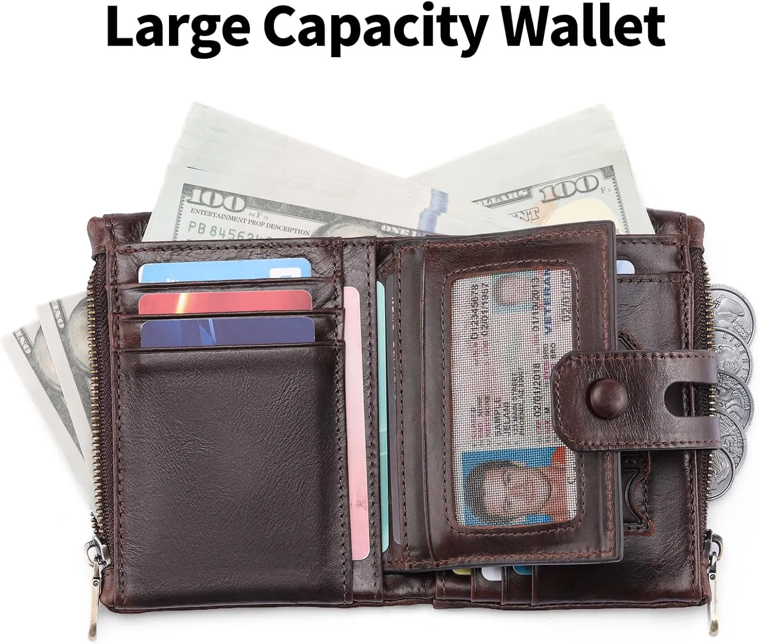 FALAN MULE Wallet for Men Large Capacity Genuine Leather Men Wallets RFID Blocking