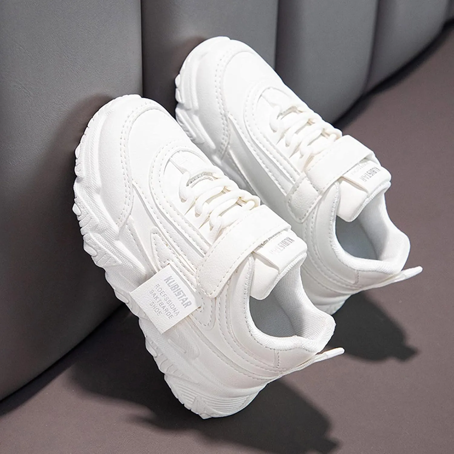 Fashion All Seasons Children Sports Shoes Girls Flat Sole Thick Sole Non Slip Light Hook Loop Solid Color Glitter