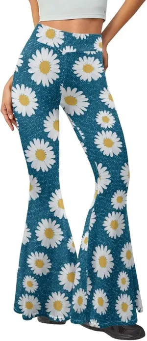 Fashion Classic Graphic Bell Bottom Pants Comfy Soft Slim Fit High Waist Flared Yoga Trousers