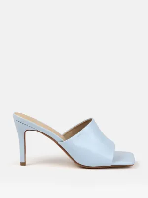 Faux Leather Mid Heel Mule Sandals 2.8inch