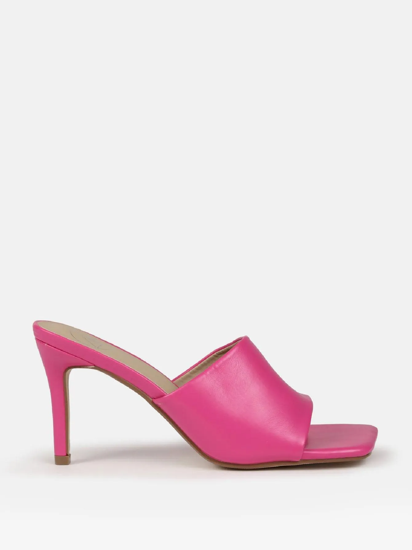 Faux Leather Mid Heel Mule Sandals 2.8inch
