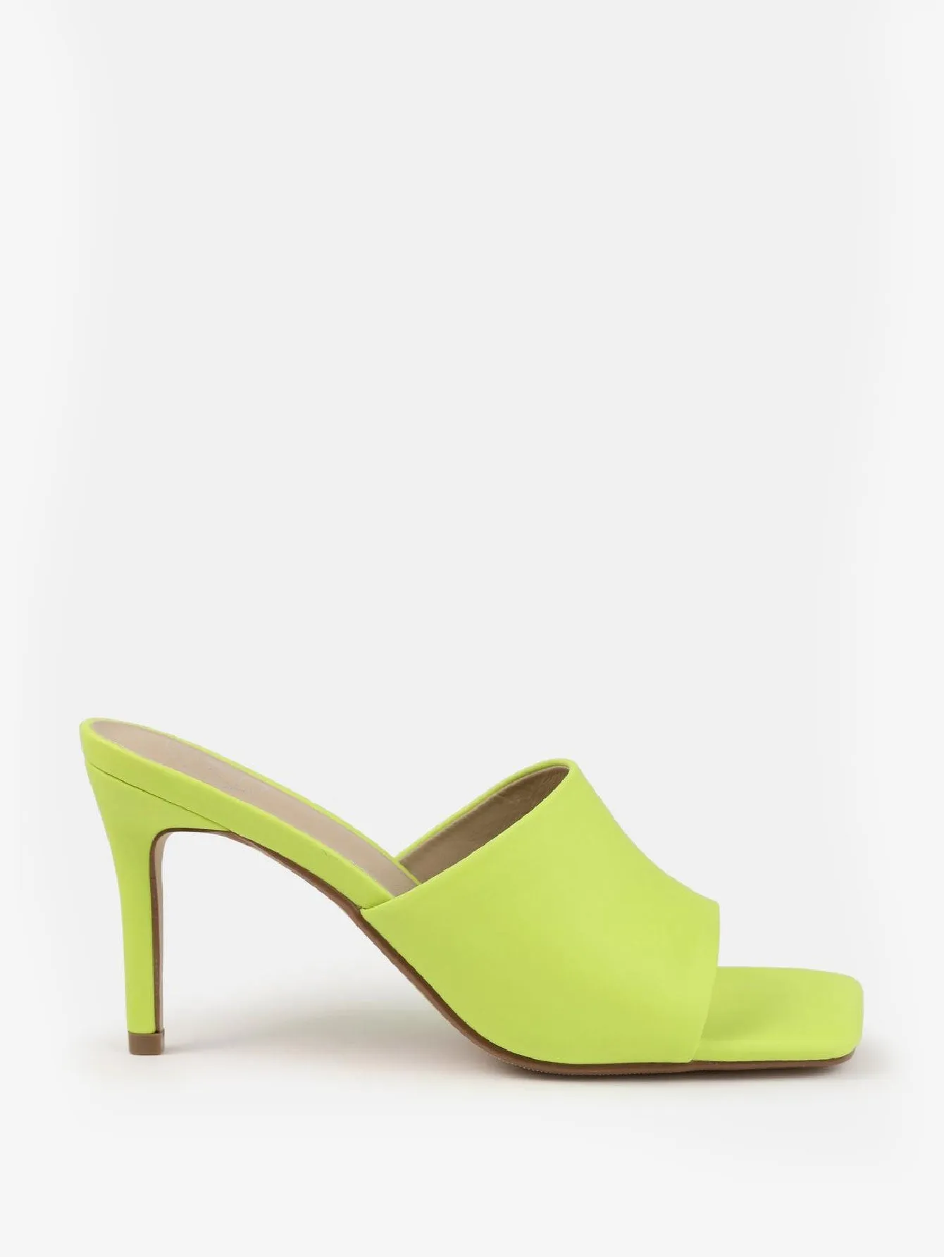 Faux Leather Mid Heel Mule Sandals 2.8inch