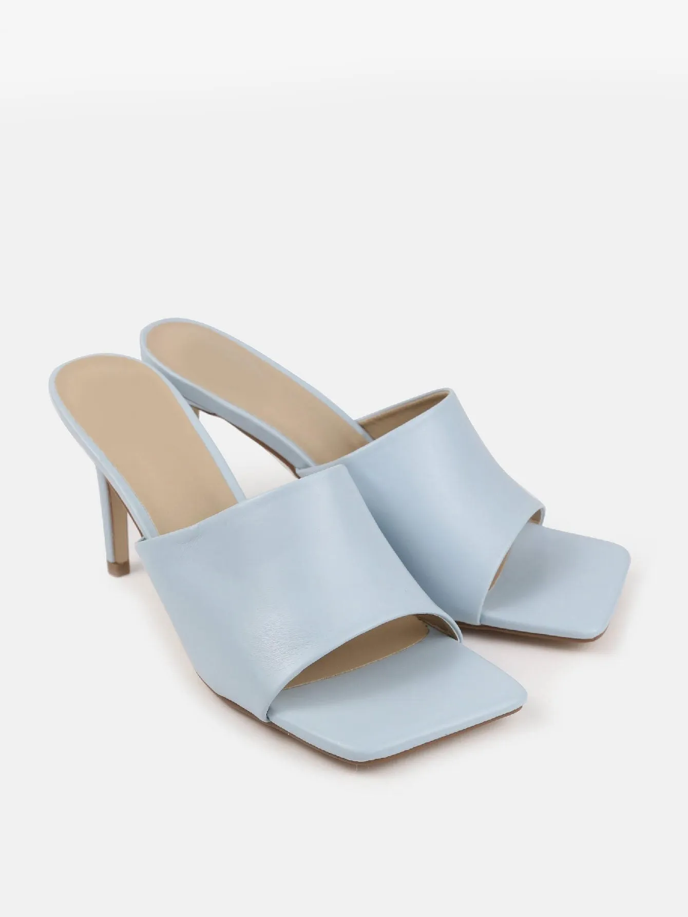 Faux Leather Mid Heel Mule Sandals 2.8inch
