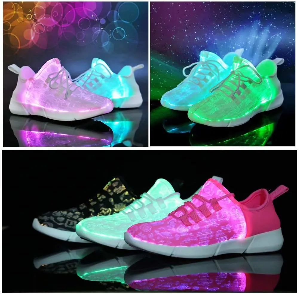 Fiber Optic LED Shoes Light Up Sneakers for Women Men with USB Charging Flashing Festivals Party Dance Luminous Kids Shoes