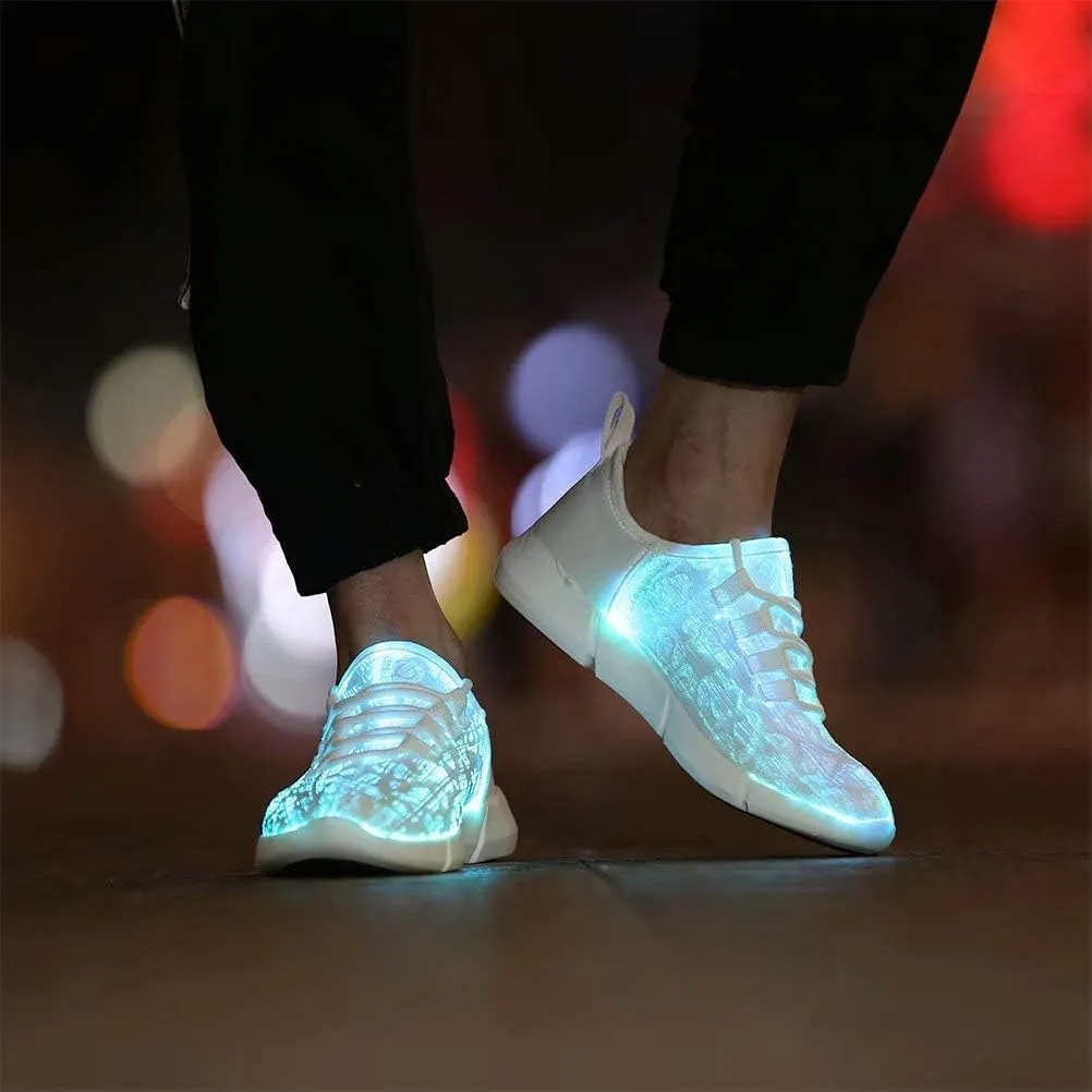 Fiber Optic LED Shoes Light Up Sneakers for Women Men with USB Charging Flashing Festivals Party Dance Luminous Kids Shoes