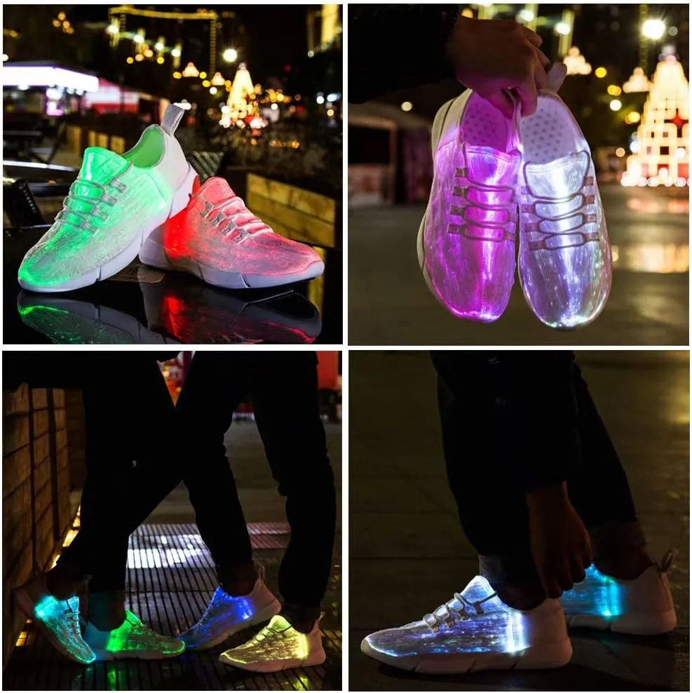 Fiber Optic LED Shoes Light Up Sneakers for Women Men with USB Charging Flashing Festivals Party Dance Luminous Kids Shoes