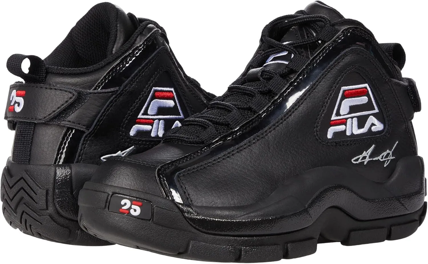 Fila Grant Hill 2 25th Anniversary (Big Kid) Black/White/Fila Red 7 Big Kid M