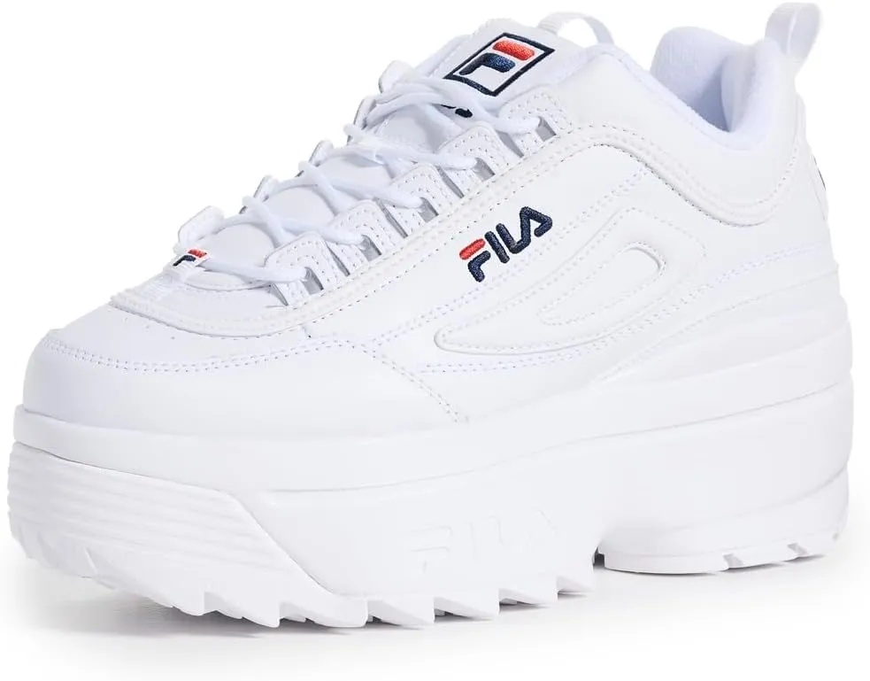 Fila Women's Low-Top Sneakers Shoes, White/Navy/Red, 8.5