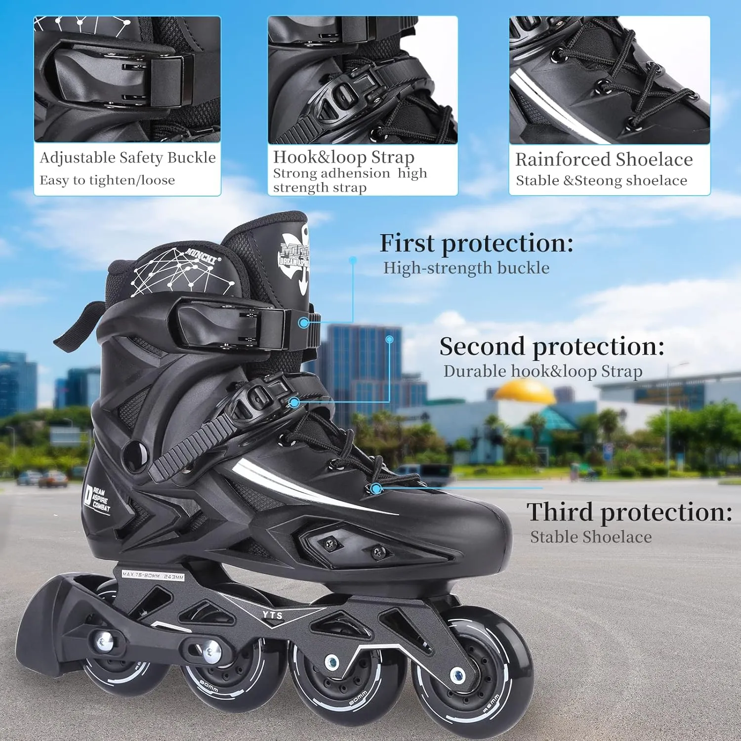 Fitness Inline Skates, Outdoor 4 Wheel Speed Racing Roller Skates for Men Women Adult
