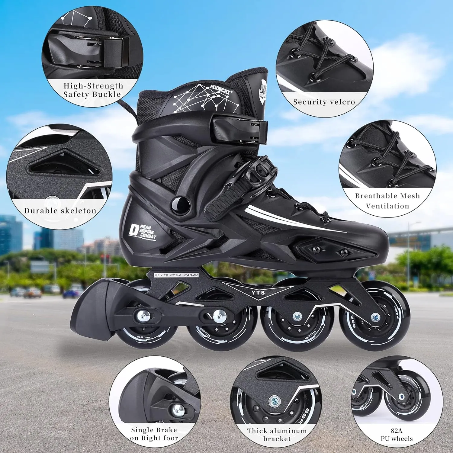 Fitness Inline Skates, Outdoor 4 Wheel Speed Racing Roller Skates for Men Women Adult