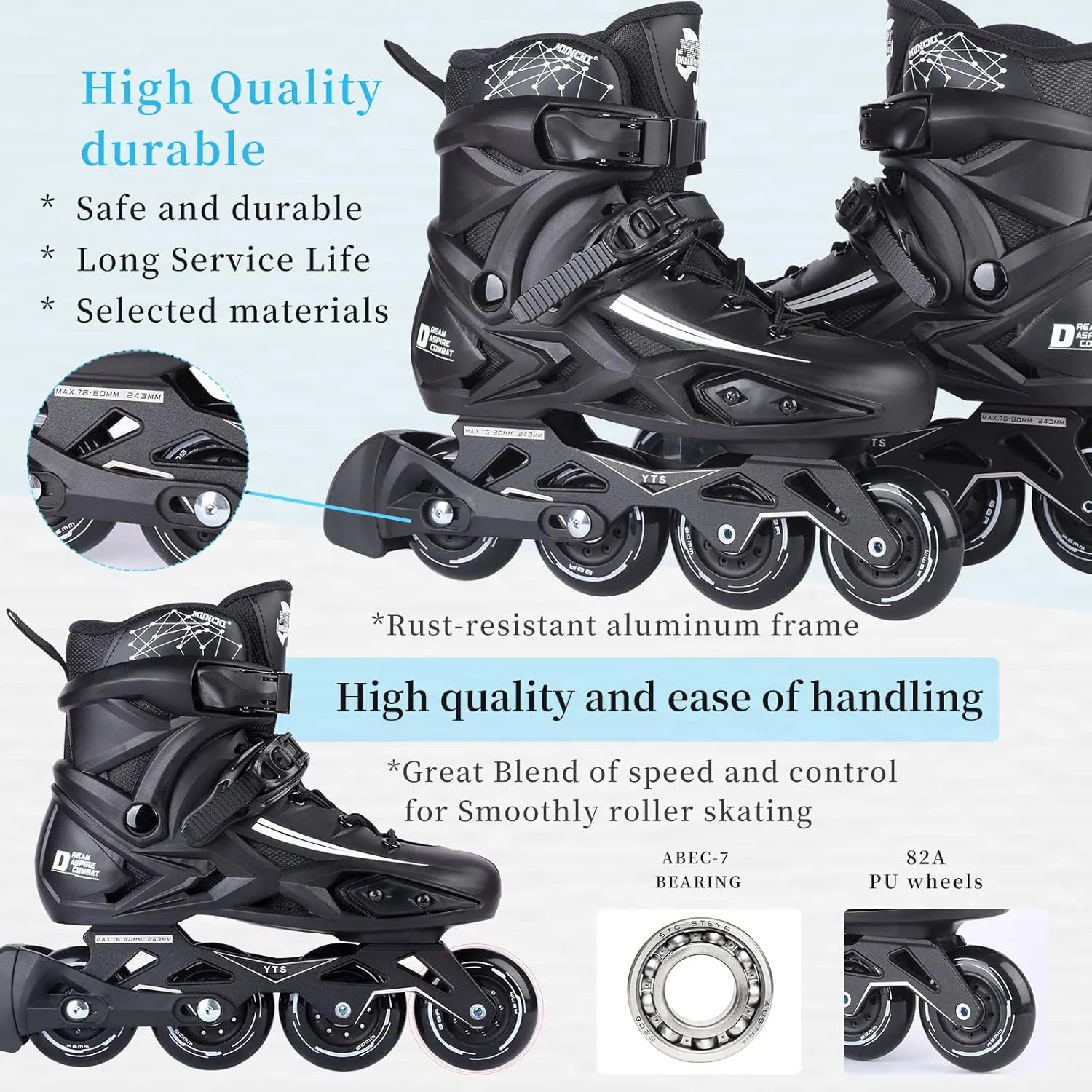 Fitness Inline Skates, Outdoor 4 Wheel Speed Racing Roller Skates for Men Women Adult