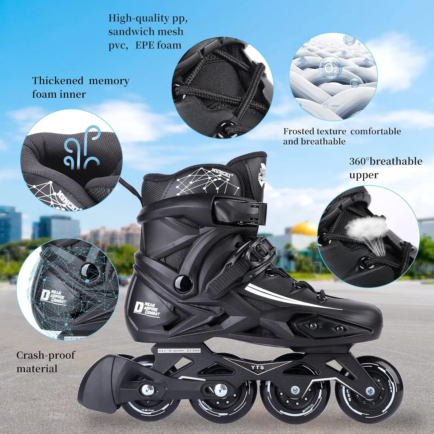 Fitness Inline Skates, Outdoor 4 Wheel Speed Racing Roller Skates for Men Women Adult